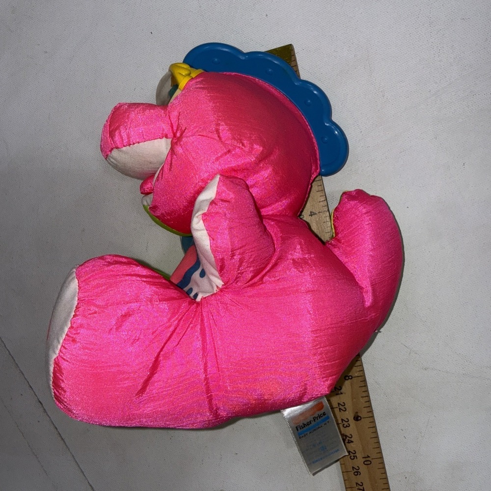 Vintage 1991 Fisher Price Puffalumps Dino Hot PinkDinosaur Plush Toy - Picture 9 of 10
